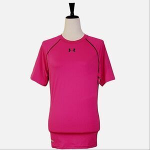 Under Armour Compression Heatgear Magenta High Neck Athletic Sports Top Size L